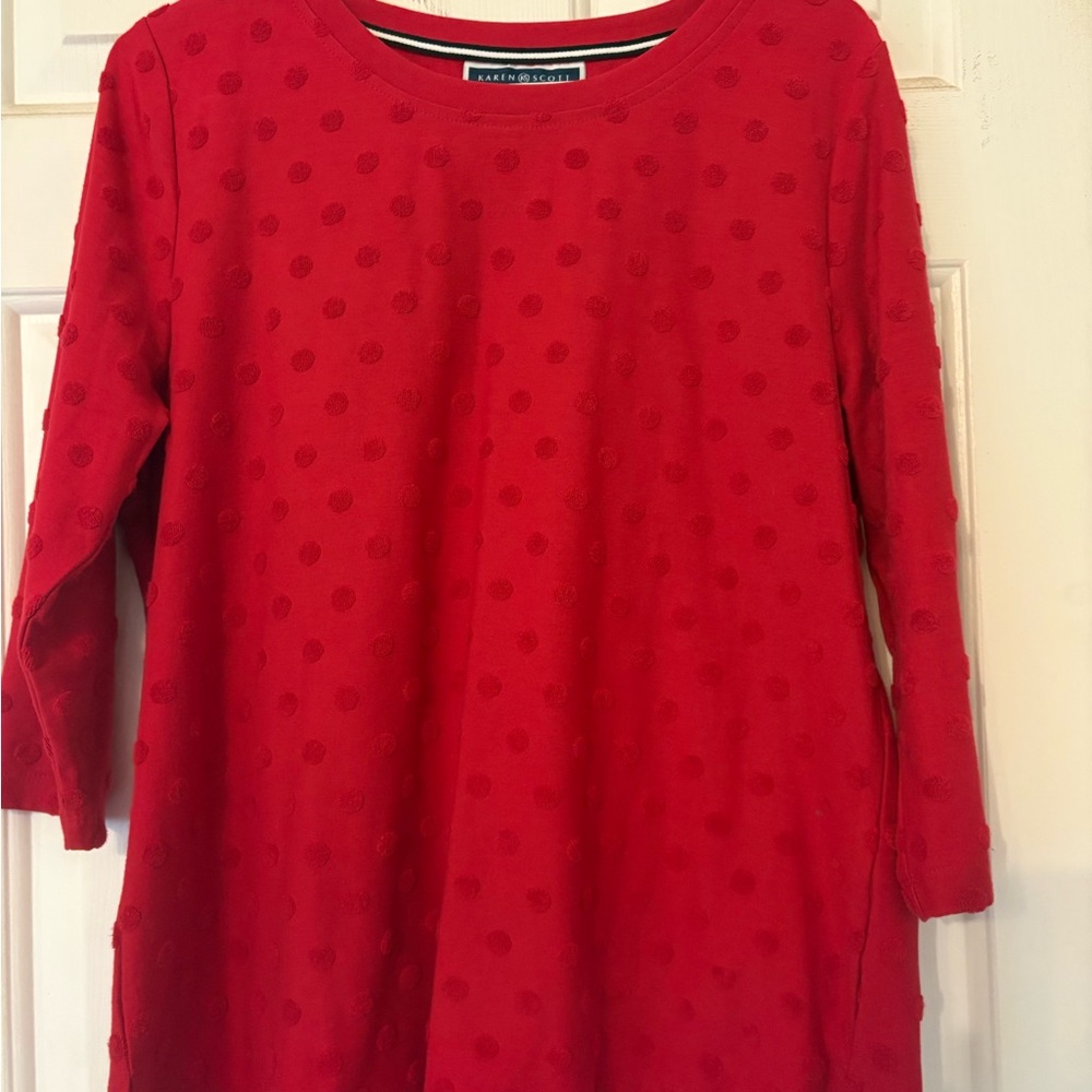 Karen Scott Red Polka Dot Top